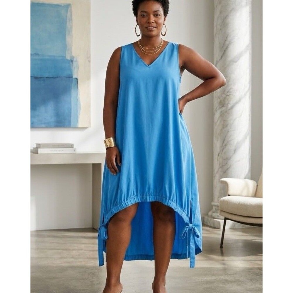 TEREA Andrea Pitter Blue High Low Midi Dress XL NWT  Avant Garde Art To Wear